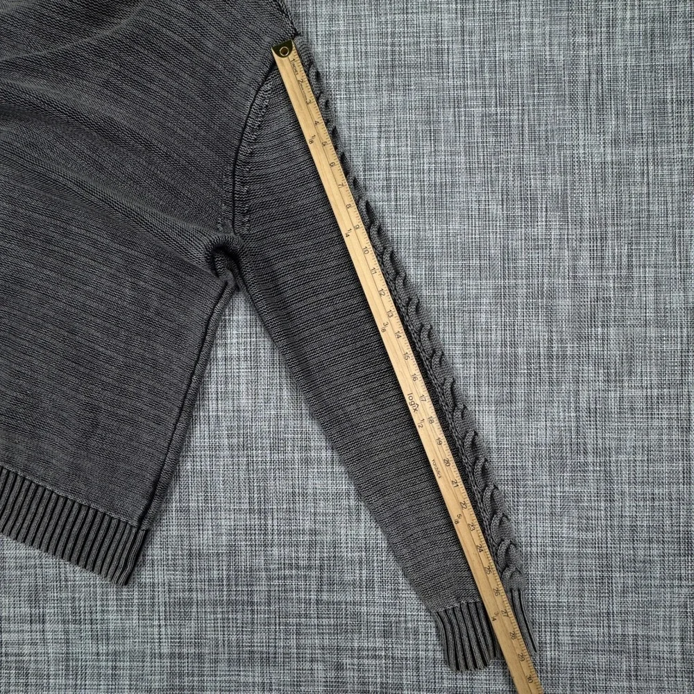 Rock & Republic Cardigan Mens XXL Gray Cotton Cable Knit Shawl Collar Pockets